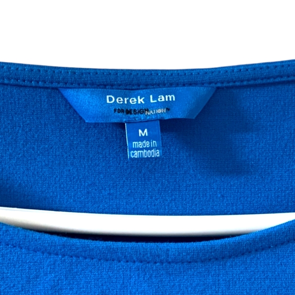 DEREK LAM Blue/Black Colorblock Bodycon Cotton Knit Sheath Dress, size M - Picture 4 of 9